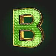 b green letter with gold