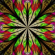 Symmetrical pattern in stained-glass window style Red and green N2