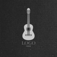 vector illustration with the guitar on cardboard texture music