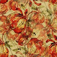 watercolor and digital seamless pattern with flowers N7