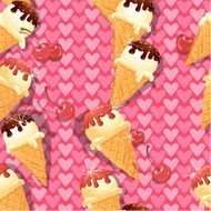 Seamless pattern with Vanilla Ice cream cones Chocolate