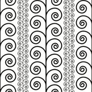 Curly seamless pattern black and white vector background N2