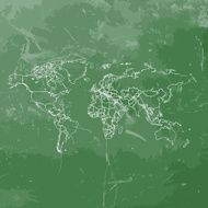 World Map sketched on green chalkboard background