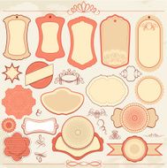 Vintage labels set in pink and beige colors