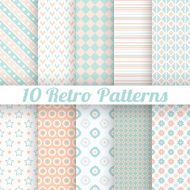 Pastel retro different vector seamless patterns (tiling) N2