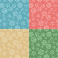 Set of 4 Christmas seamless pattern with snowflakes