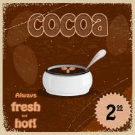 Retro background with the image of a cup hot chocolate