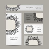 Business cards design floral ornament N3