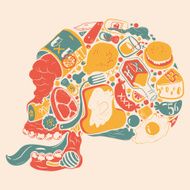 Figure skull of food collage N2