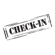 Black vector grunge stamp CHECK IN