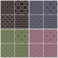 Set of different vector seamless patterns in four color schemes
