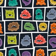 Seamless pattern with little angry viruses and monsters N2
