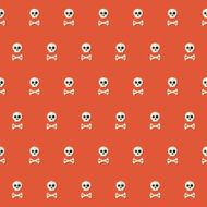 Seamless Halloween Skull Pattern with Bones over red