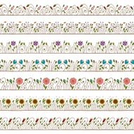Seamless Doodle Border and Frame Elements Floral N2