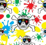 Seamless pattern paintball Spray paint and helmets