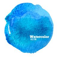 Vector abstract blue watercolor hand painted round shape
