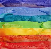 Seven rainbow watercolor paint strokes N2