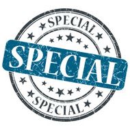 Special blue grunge round stamp on white background N2