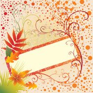 Grunge vector frame with Autumn Leafs Thanksgiving