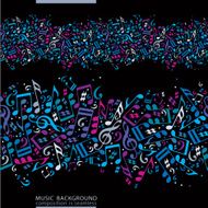 Music seamless abstract background with colorful notes