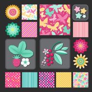 Flowers and berries stars dots Design collection