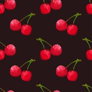 Seamless pattern with watercolor cherry N2