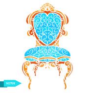 Watercolor vector vintage armchair N2