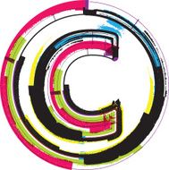 Colorful Grunge Font LETTER c N2