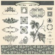 Set of icons and elements for wine