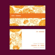 Vector golden art flowers horizontal stripe frame pattern business cards