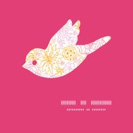 Vector flowers outlined bird silhouette pattern frame N2
