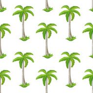 Watercolor seamless pattern with coconut palm trees N2