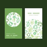 Vector ecology symbols vertical round frame pattern business cards set N2
