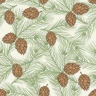 Winter seamless pattern with stylized pine branches