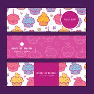 Vector colorful cupcake party horizontal banners set pattern background N2
