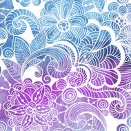 Vector Winter Lacy Pattern on Watercolor background