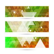 Set of vector banners with triangles and polygon mesh