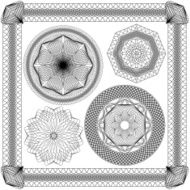 Set of Vintage backgrounds Guilloche ornamental Element decorative round frames
