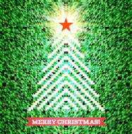 Triangular Christmas tree design on green background