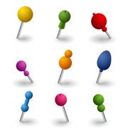 Set colored round pins web elements
