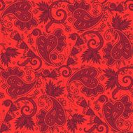 Seamless paisley background of red Christmas colors