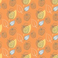 Seamless pattern with apple Apple yeelow leaf