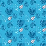 Seamless pattern with apple Apple blue leaf