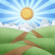 road view recycled paper craft background N3