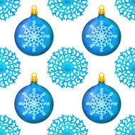 Watercolor seamless pattern with Christmas ball and snowflake