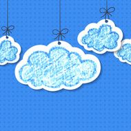 Pencil hand-drawn sketch clouds vector seamless background