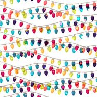 Holiday seamless pattern with shiny colored garland bulbs