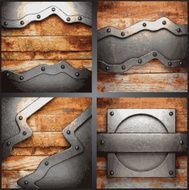 Vector metal and wood background set N12