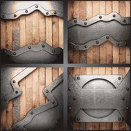 Vector metal and wood background set N13