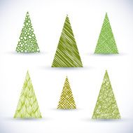 Christmass tree vector set textured icons